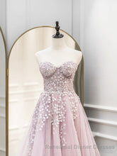 Cute Tulle Sweetheart Long Party Dress with Lace, Beautiful A-Line Semi Formal Prom Dress